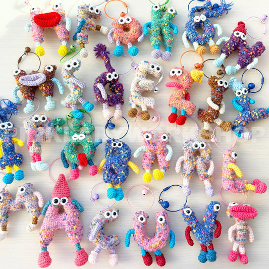 Crochet Alphabet Keychain Toy | Personalized Letter Keychain | Handmade Crochet Charm | Cute Bag Accessory | Gift for Kids & Friends