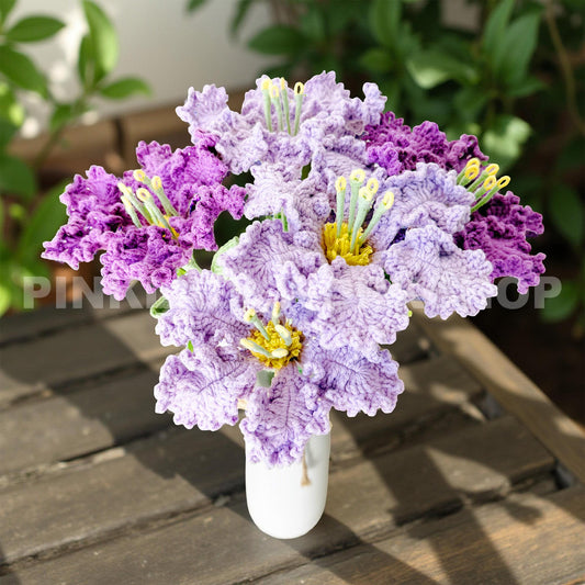 Crochet Crepe Myrtle Flower Bouquet (no vase) | Handmade Purple Crochet Flowers | Realistic Floral Decor | Crochet Gift for Home or Wedding