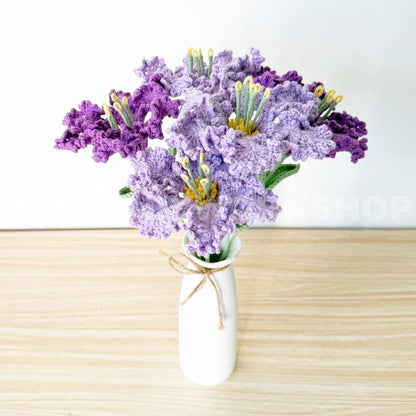 Crochet Crepe Myrtle Flower Bouquet (no vase) | Handmade Purple Crochet Flowers | Realistic Floral Decor | Crochet Gift for Home or Wedding