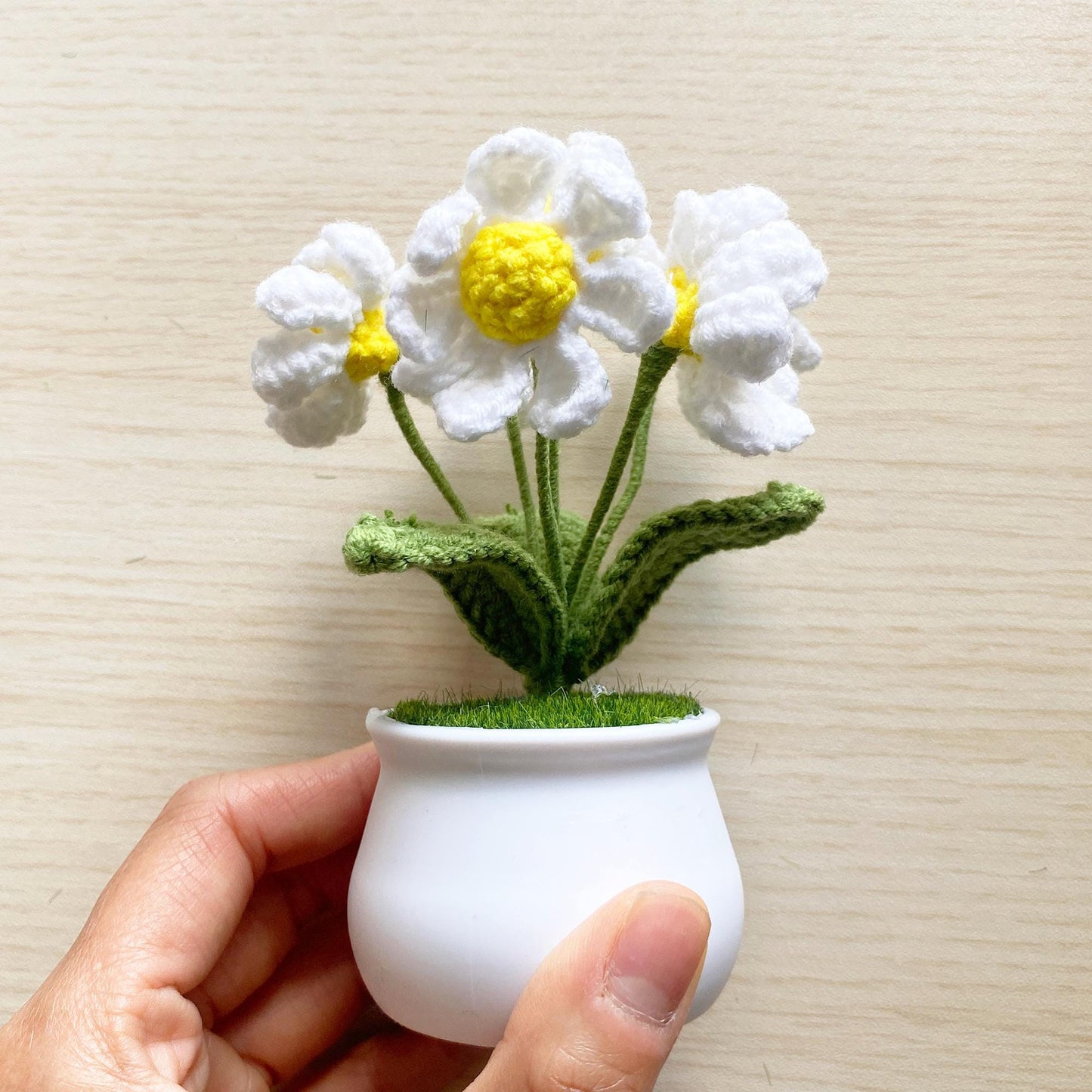 Crochet Daisy Pot: Handmade Cotton Yarn Decor - Summer Home