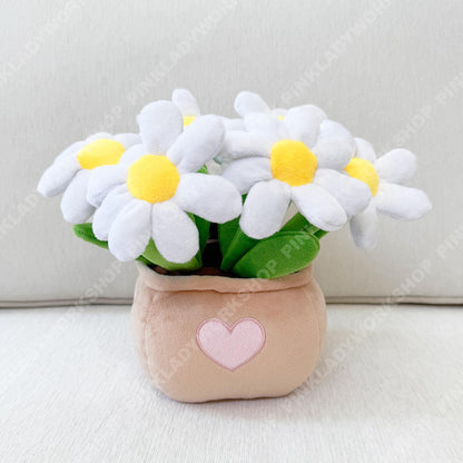 PinkLadyWorkshop Exclusive Pink Tulip | Daisy | Strawberry Pot Plush Toy: Stuffed Flower Bouquet