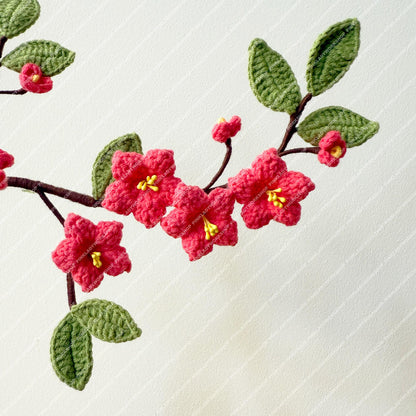 Handmade Crochet Sakura Stems (no vase): Cotton Plum Blossom Bouquet