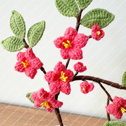 Handmade Crochet Sakura Stems (no vase): Cotton Plum Blossom Bouquet