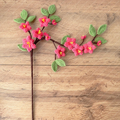 Handmade Crochet Sakura Stems (no vase): Cotton Plum Blossom Bouquet
