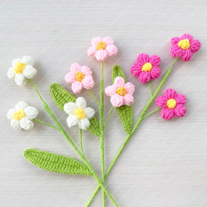 Set of 3 Handmade Crochet Puff Flower Bouquet (no vase) | Flower Arrangement