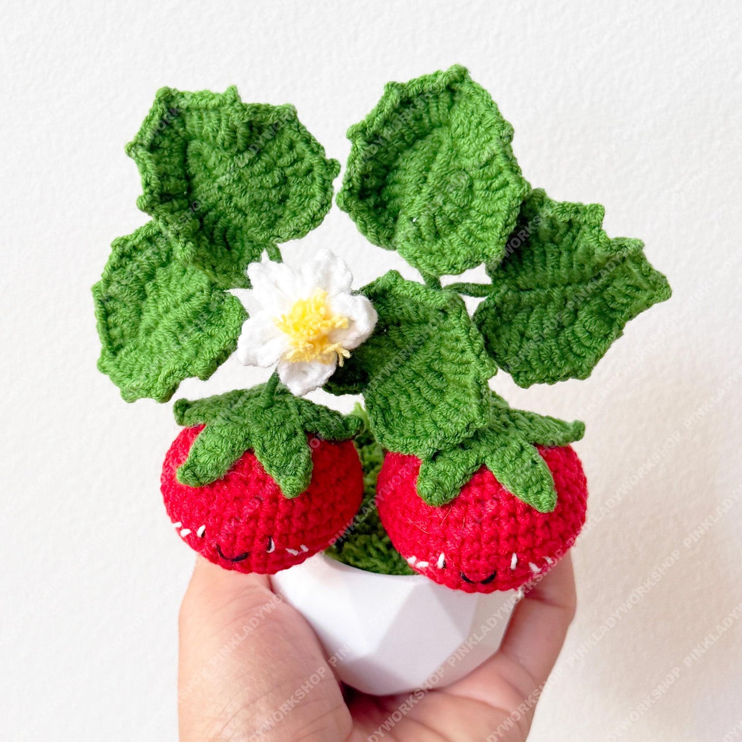Handmade Crochet Tomato Pot: Smiley Fruit Vegetable Plush Arrangement