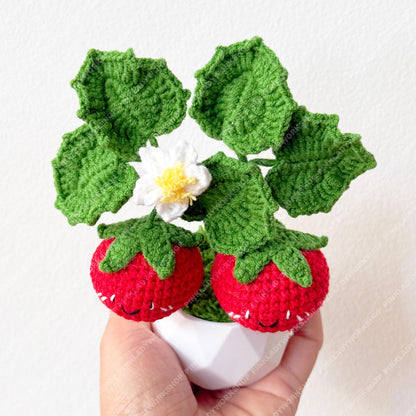 Handmade Crochet Tomato Pot: Smiley Fruit Vegetable Plush Arrangement