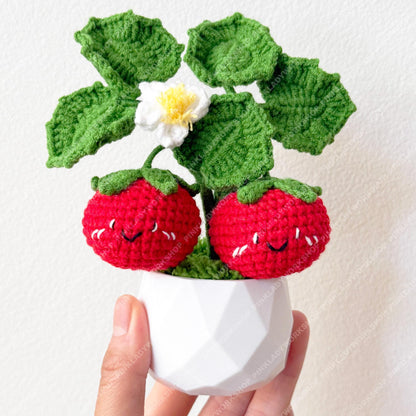 Handmade Crochet Tomato Pot: Smiley Fruit Vegetable Plush Arrangement