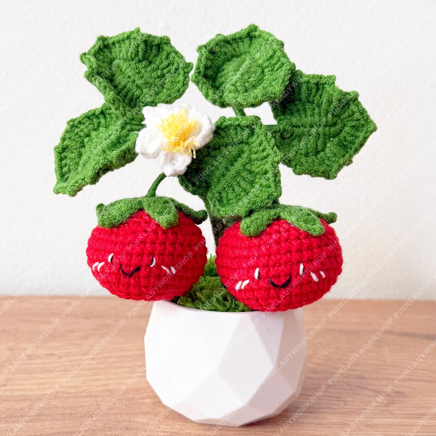 Handmade Crochet Tomato Pot: Smiley Fruit Vegetable Plush Arrangement