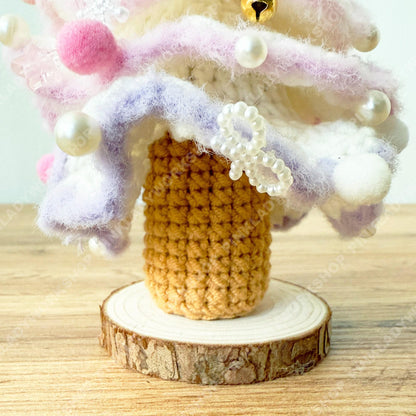 Pastel Crochet Christmas Tree Decor | Handmade Mini Xmas Tree with Star & Pearls