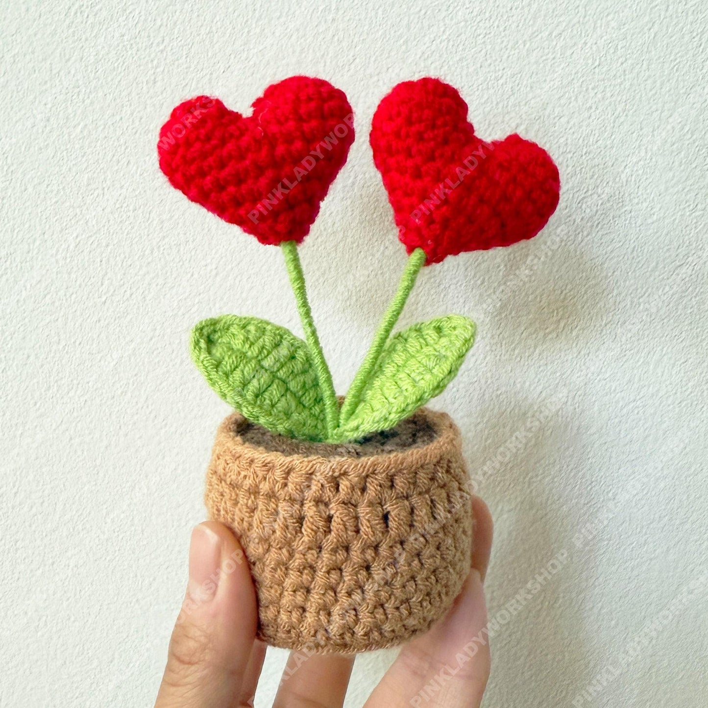 Handmade Crochet Heart Flower Pot: Valentine's Day Yarn Decor