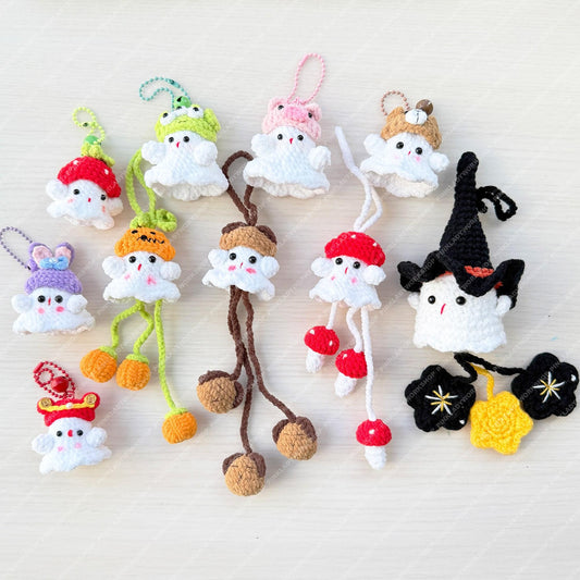 Handmade Crochet Ghost Keychain | Bag Charm | Car Decor