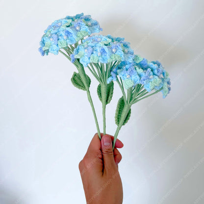 Handmade Crochet Hydrangea Stems | Blue Flower Decor | Yarn Bouquet | Cute Crochet Flowers | Home Decor | Botanical Gift | Table Display