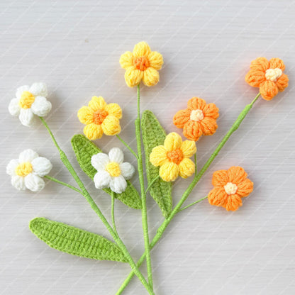 Set of 3 Handmade Crochet Puff Flower Bouquet (no vase) | Flower Arrangement