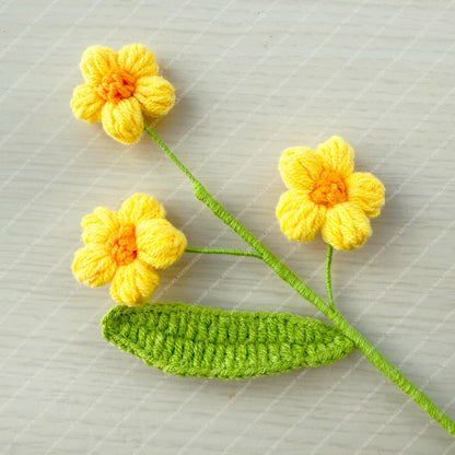 Set of 3 Handmade Crochet Puff Flower Bouquet (no vase) | Flower Arrangement