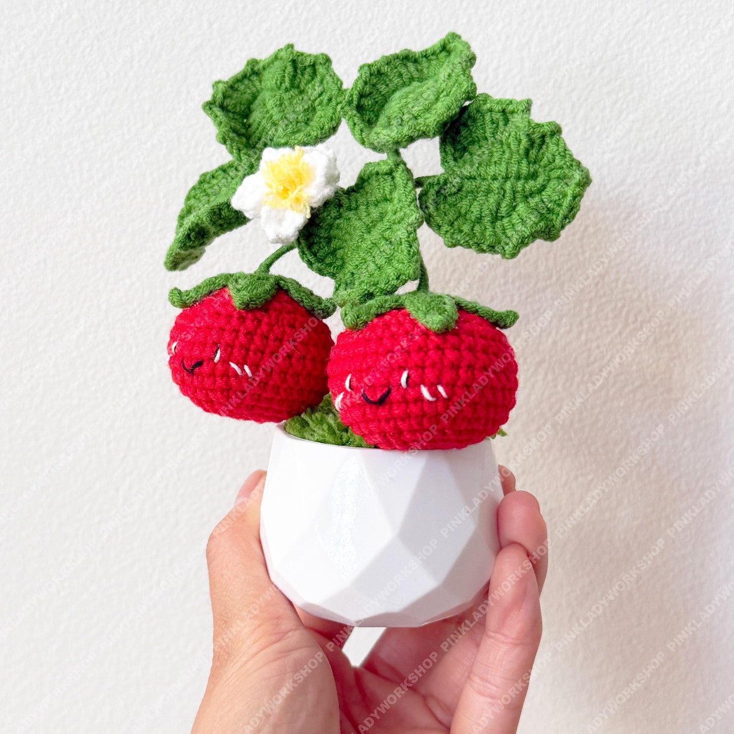 Handmade Crochet Tomato Pot: Smiley Fruit Vegetable Plush Arrangement