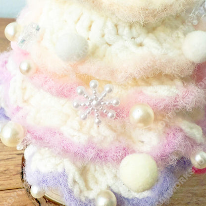 Pastel Crochet Christmas Tree Decor | Handmade Mini Xmas Tree with Star & Pearls