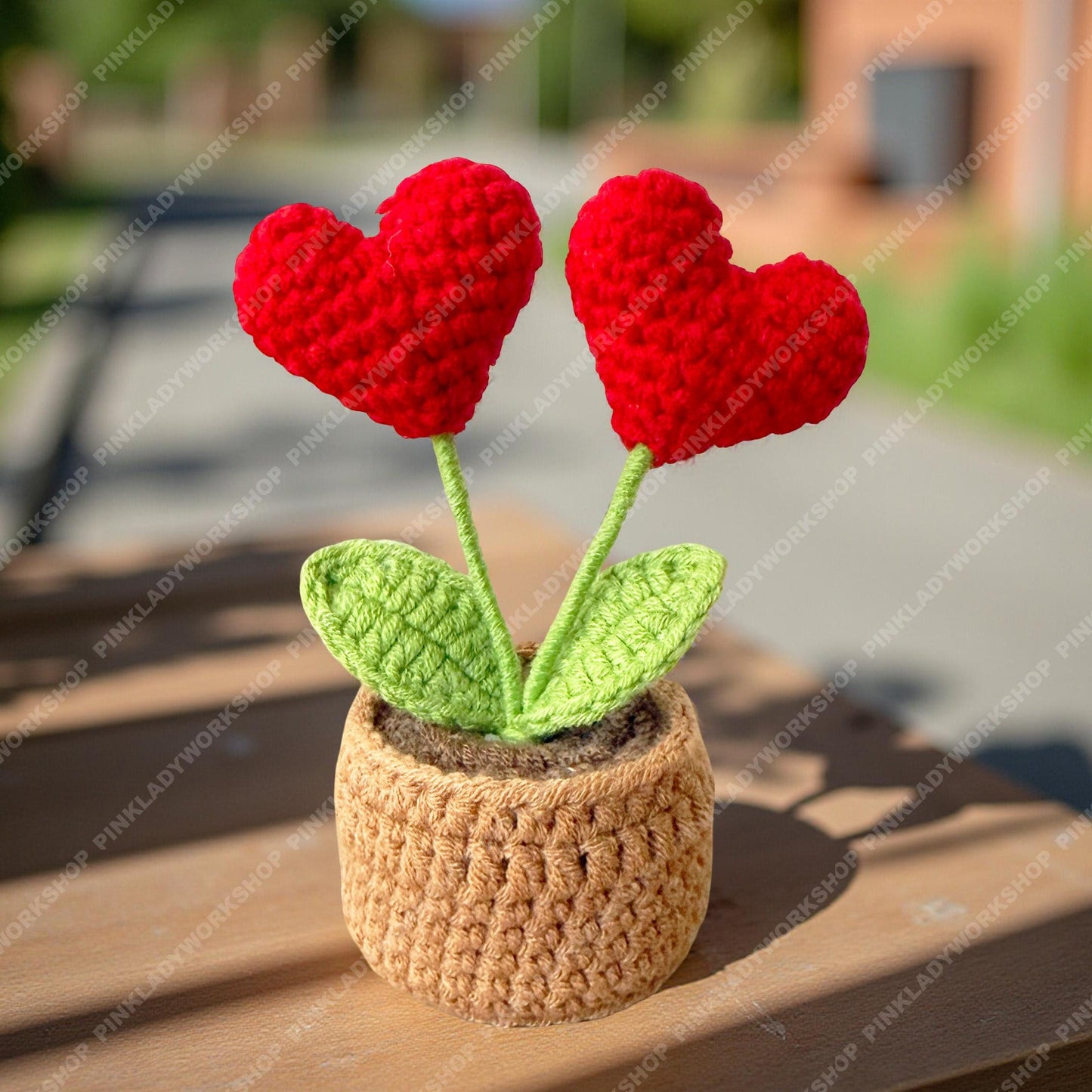 Handmade Crochet Heart Flower Pot: Valentine's Day Yarn Decor