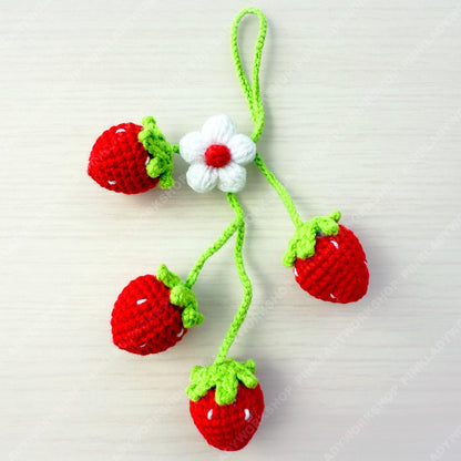 Handmade Crochet Strawberry Keychain | Bag Charm | Car Decor