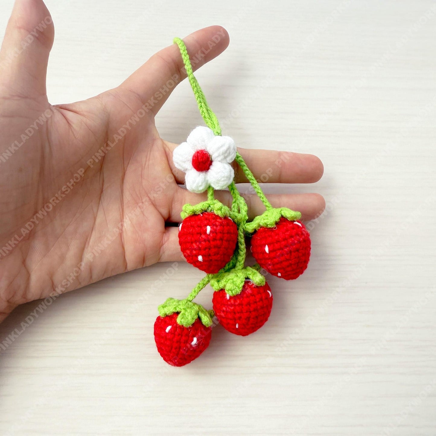 Handmade Crochet Strawberry Keychain | Bag Charm | Car Decor