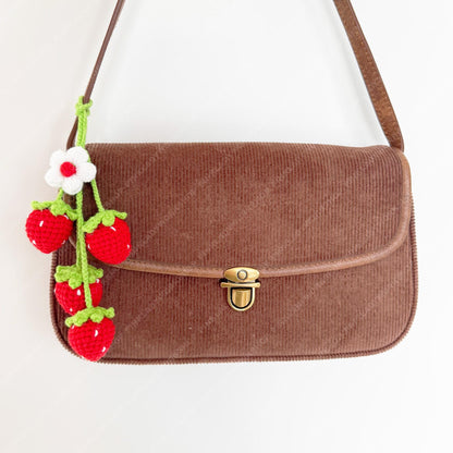 Handmade Crochet Strawberry Keychain | Bag Charm | Car Decor