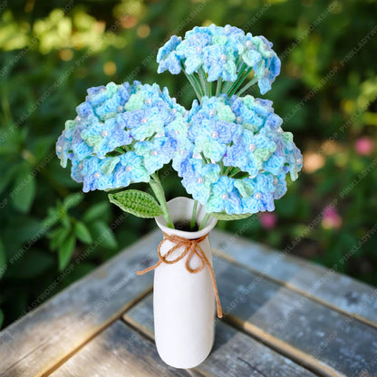 Handmade Crochet Hydrangea Stems | Blue Flower Decor | Yarn Bouquet | Cute Crochet Flowers | Home Decor | Botanical Gift | Table Display