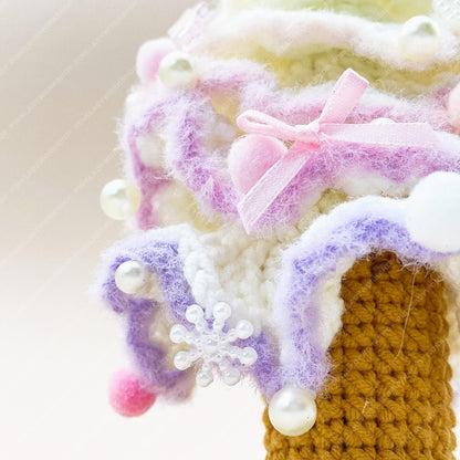 Pastel Crochet Christmas Tree Decor | Handmade Mini Xmas Tree with Star & Pearls