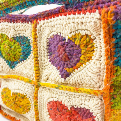 Pre-order Handmade Crochet Granny Square Bag: Colorful Heart Purse