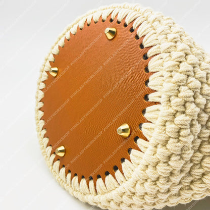 Pre-order Crochet Flower Handbag | Beige Yarn Tote with Yellow Rose