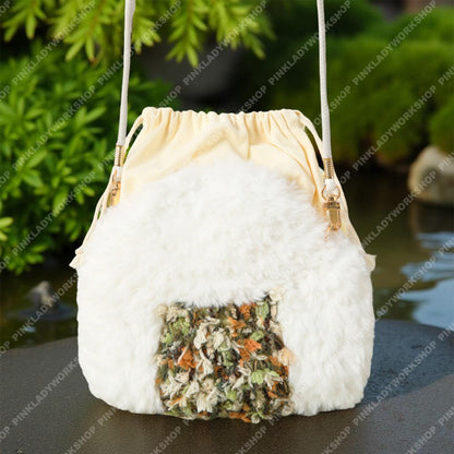 Fluffy Onigiri Bag | Crochet Seaweed, Kawaii Plush Purse