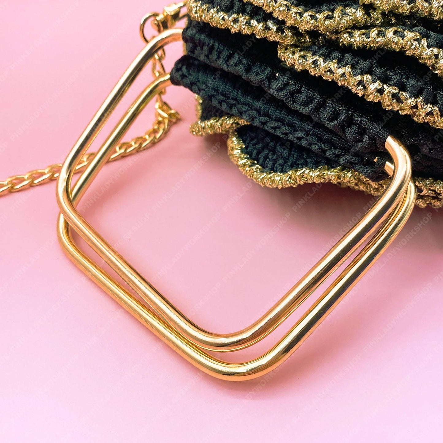 Crochet Rose Evening Bag | Handmade Black & Gold Floral Purse