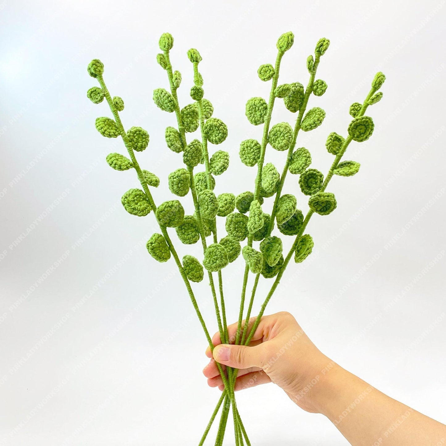 Handmade Crochet Eucalyptus Stems | Green Leaf Arrangement