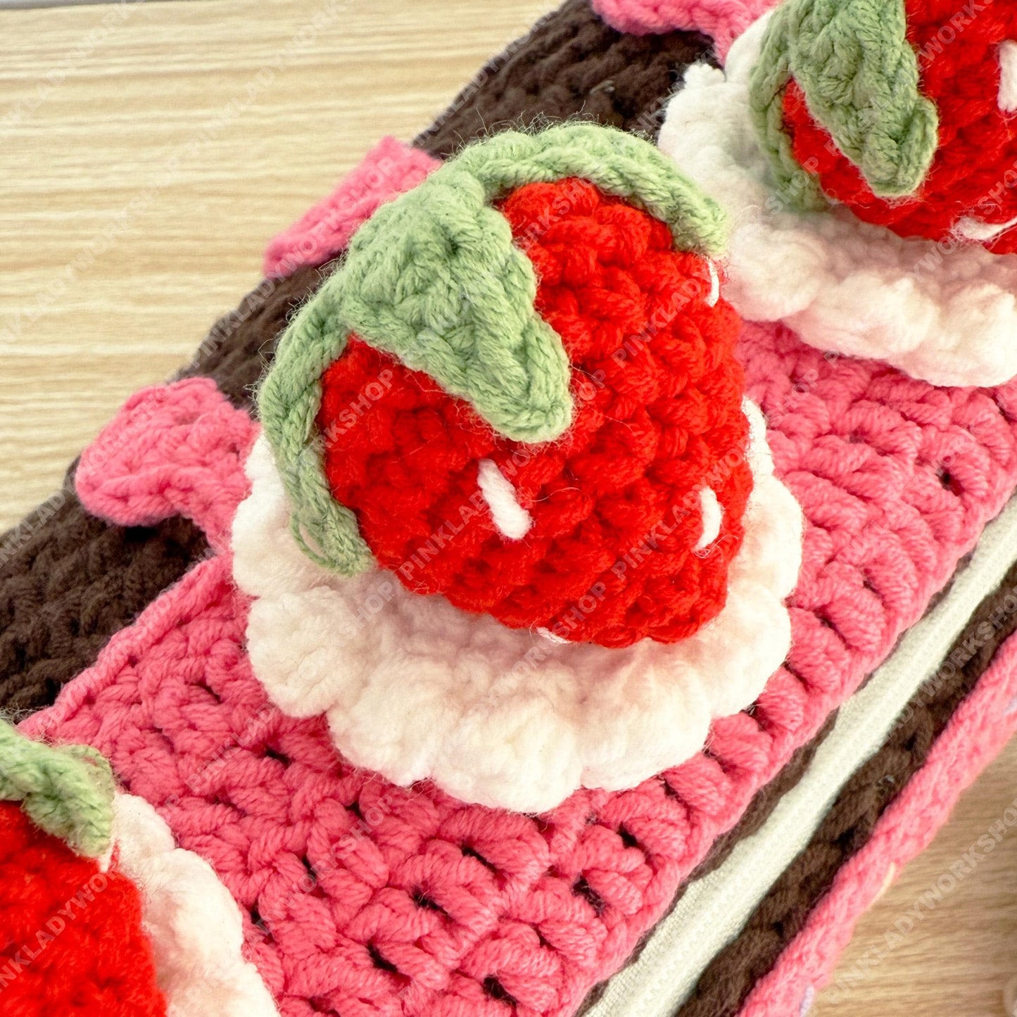 Crochet Strawberry Cake Purse | Handmade Kawaii Crossbody Bag