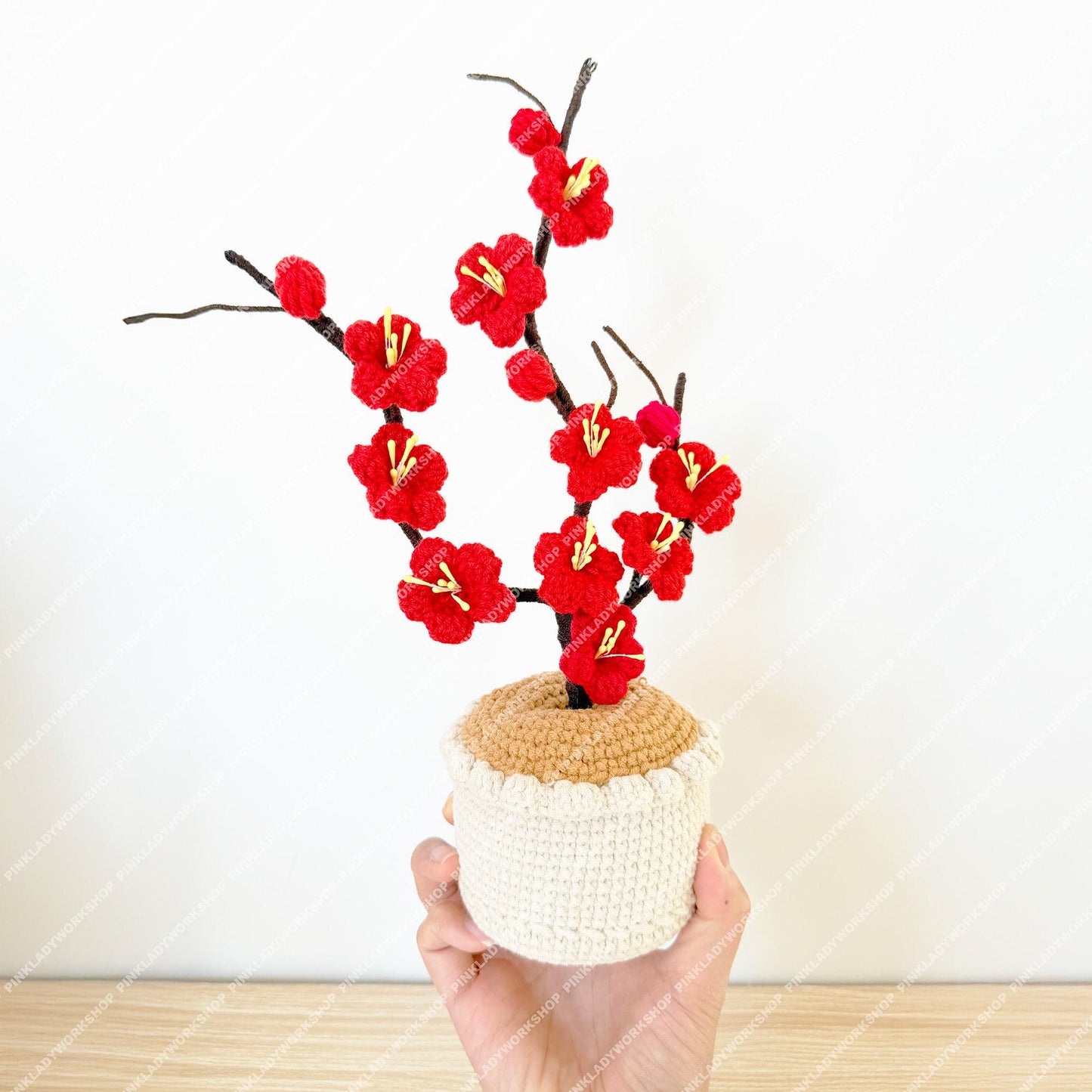 Crochet Plum Blossom Arrangement • Lunar New Year Decor