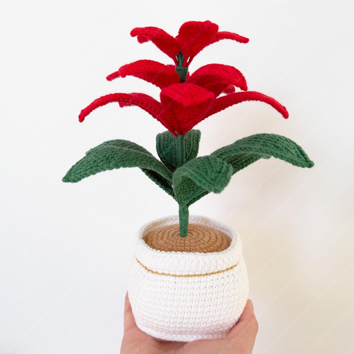 Handmade Crochet Poinsettia Pot: Christmas Home Decor