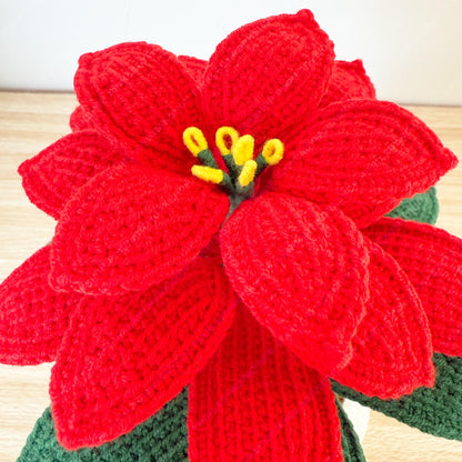 Handmade Crochet Poinsettia Pot: Christmas Home Decor