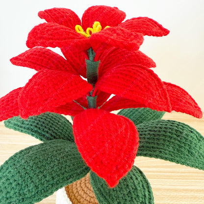 Handmade Crochet Poinsettia Pot: Christmas Home Decor
