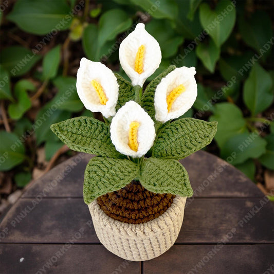Crochet Calla Lily Plant | Handmade Yarn Flower Arrangement