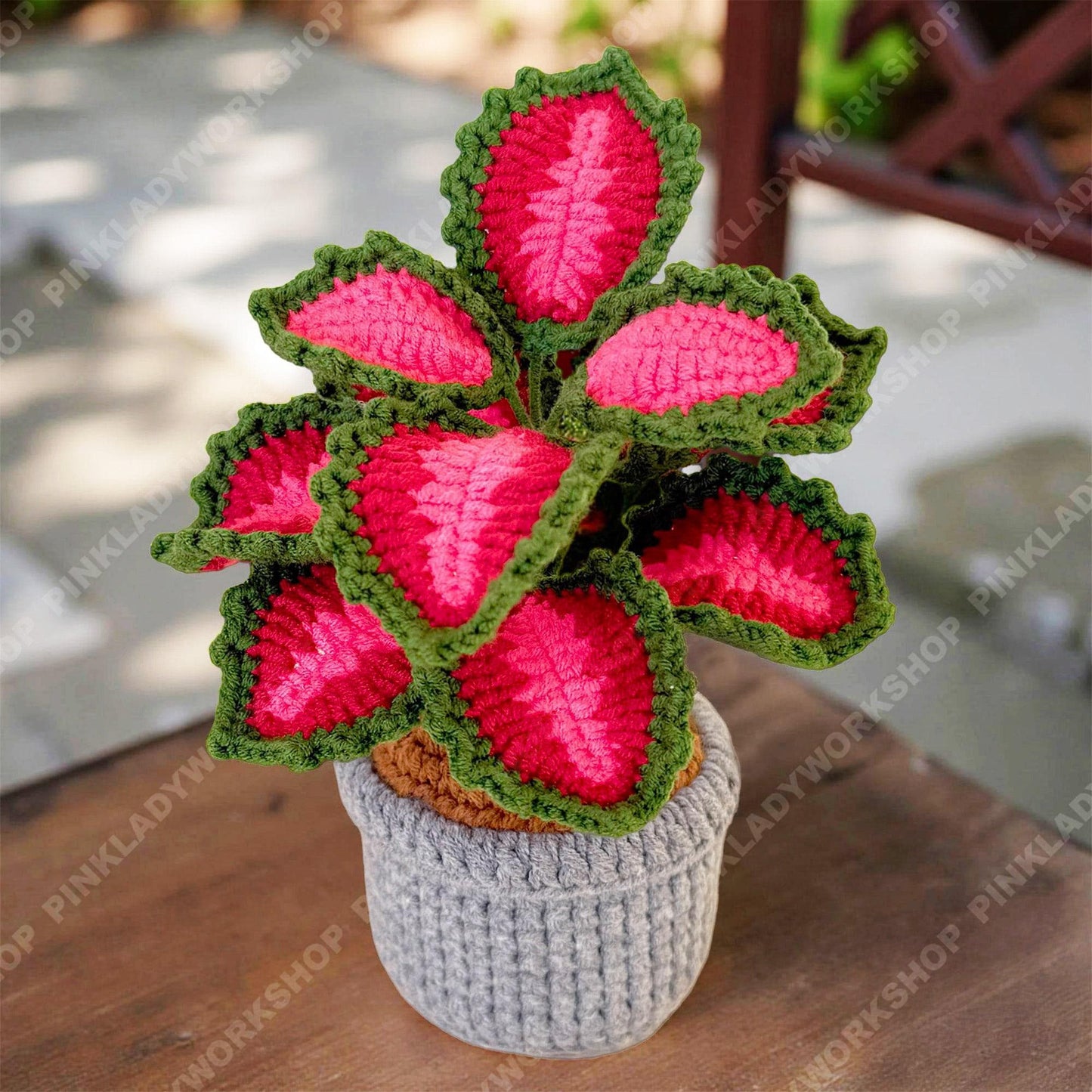 Pre-order Crochet Coleus Plant | Handmade Red & Green Fiber Art Decor