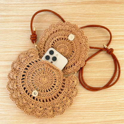 Crochet Tassel Bag | Handmade Boho Crossbody | Woven Straw Style Purse | Summer Beach Shoulder Bag