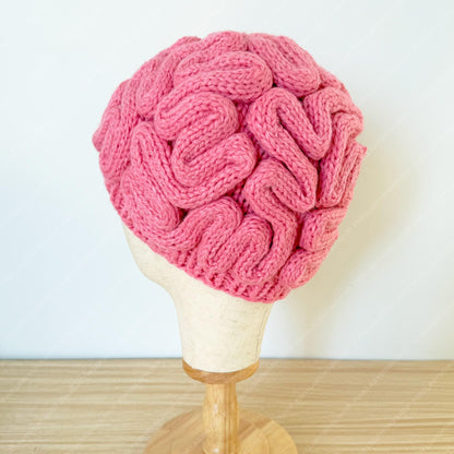 Crochet Brain Hat | Pink Brain Beanie | Funny Handmade Hat | Unique Costume Accessory