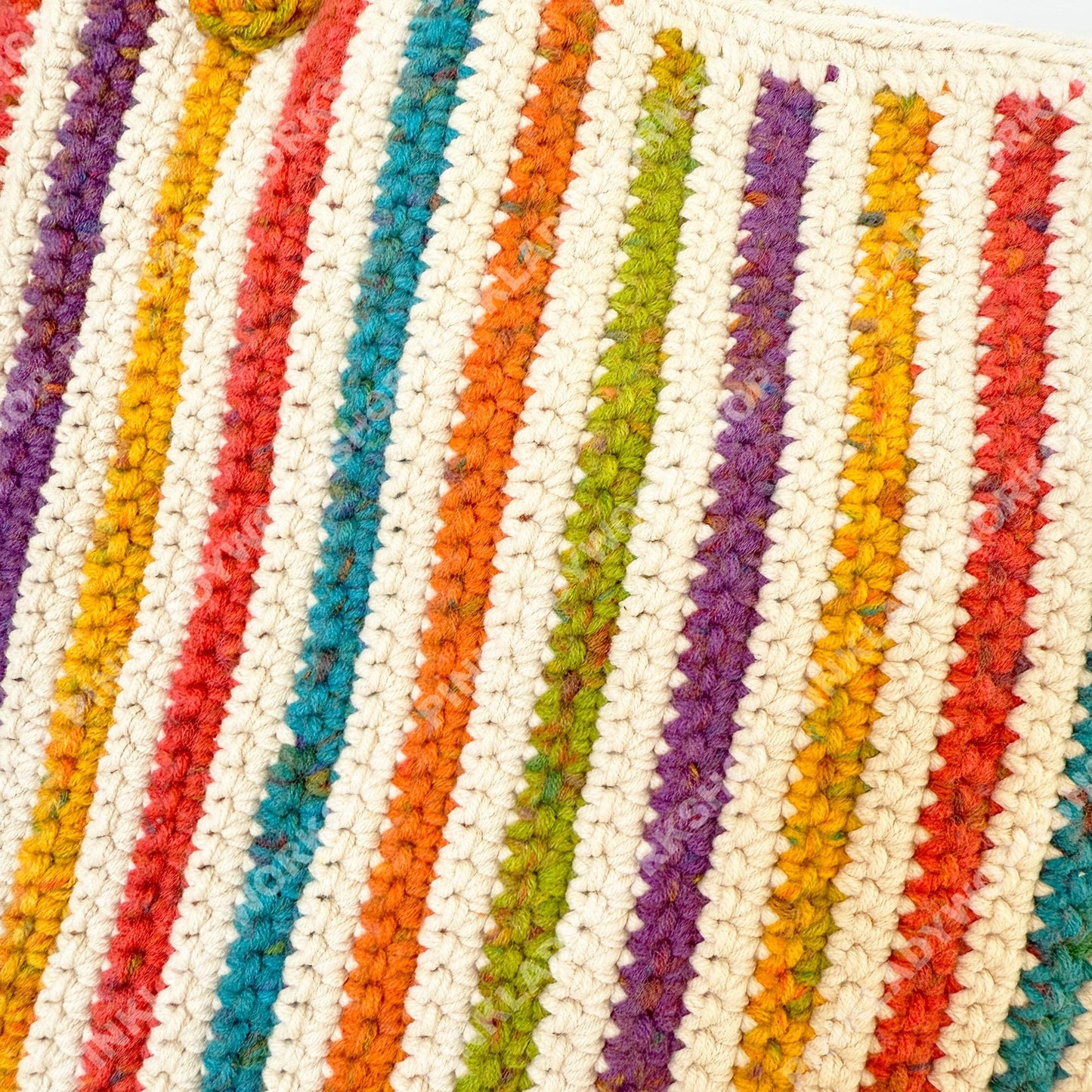 Crochet Rainbow Striped Tote Bag | Handmade Boho Shoulder Bag
