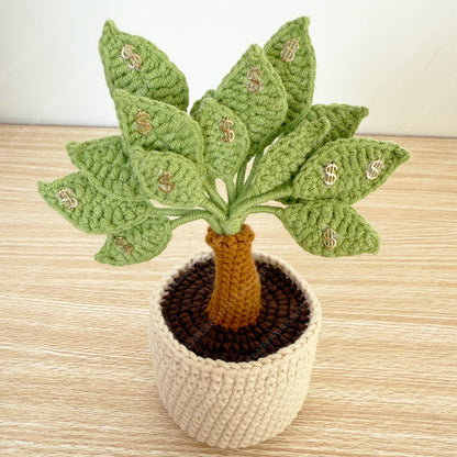 Crochet Money Tree | Handmade Yarn Fortune Plant, Feng Shui Decor