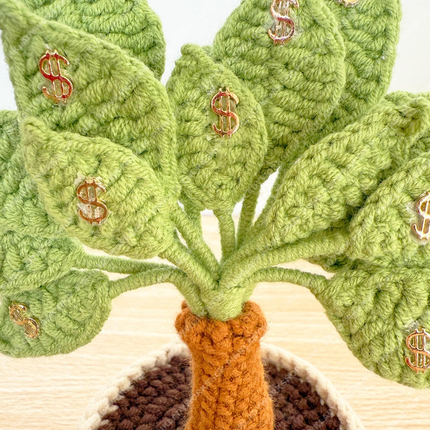 Crochet Money Tree | Handmade Yarn Fortune Plant, Feng Shui Decor