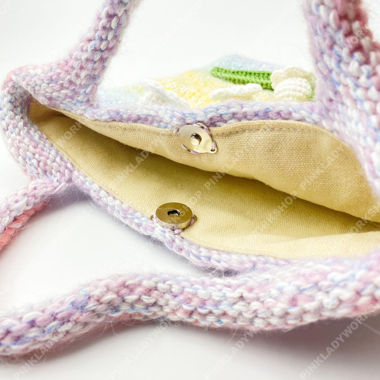 Lily of the Valley Knit Tote Bag | Pastel Rainbow Crochet Purse