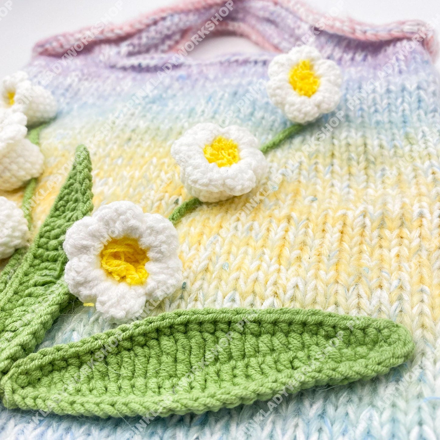 Lily of the Valley Knit Tote Bag | Pastel Rainbow Crochet Purse