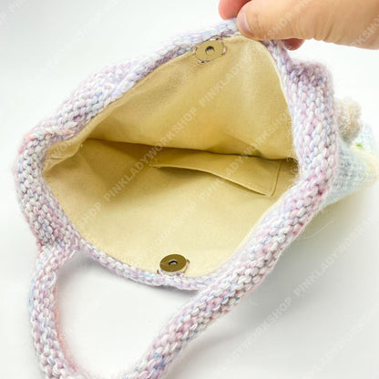 Lily of the Valley Knit Tote Bag | Pastel Rainbow Crochet Purse