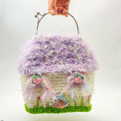 Handmade Crochet Fairy Cottage Purse | Kawaii Mushroom House Bag