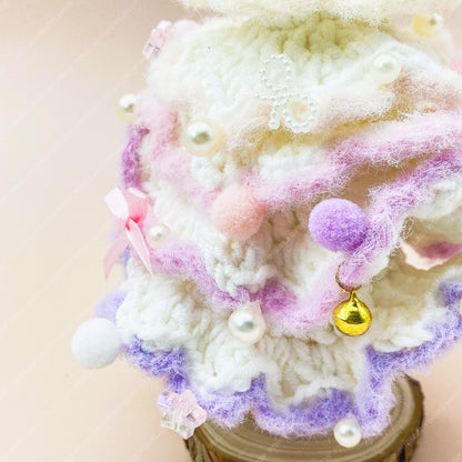 Pastel Crochet Christmas Tree Decor | Handmade Mini Xmas Tree with Star & Pearls