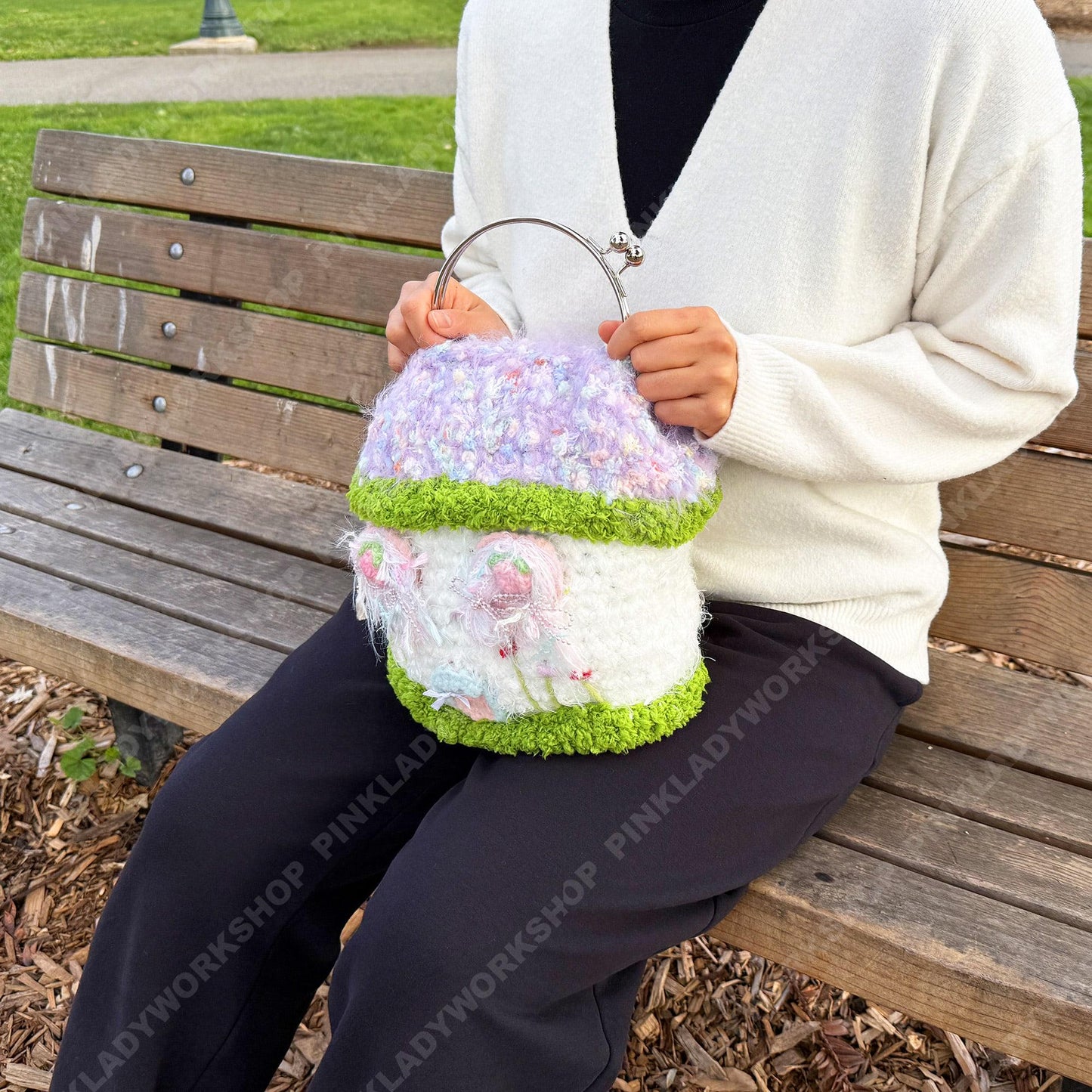 Handmade Crochet Fairy Cottage Purse | Kawaii Mushroom House Bag